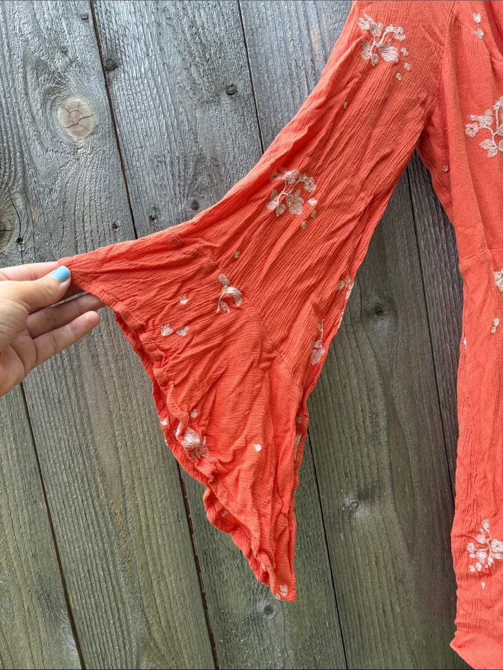 Free People Jasmine Embroidered Mini Dress-Tunic- Papaya Combo